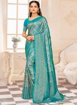 Kanjivaram Silk Sky Blue Wedding Wear Weaving Saree